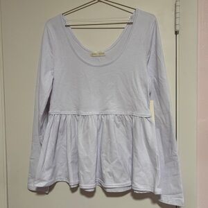 White Long Sleeve Peplum Top NWT fairy boho balletcore neutral everyday Medium